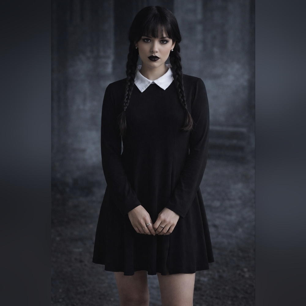 Black Collared Mini Dress Wednesday Adams Costume or dark academia dress